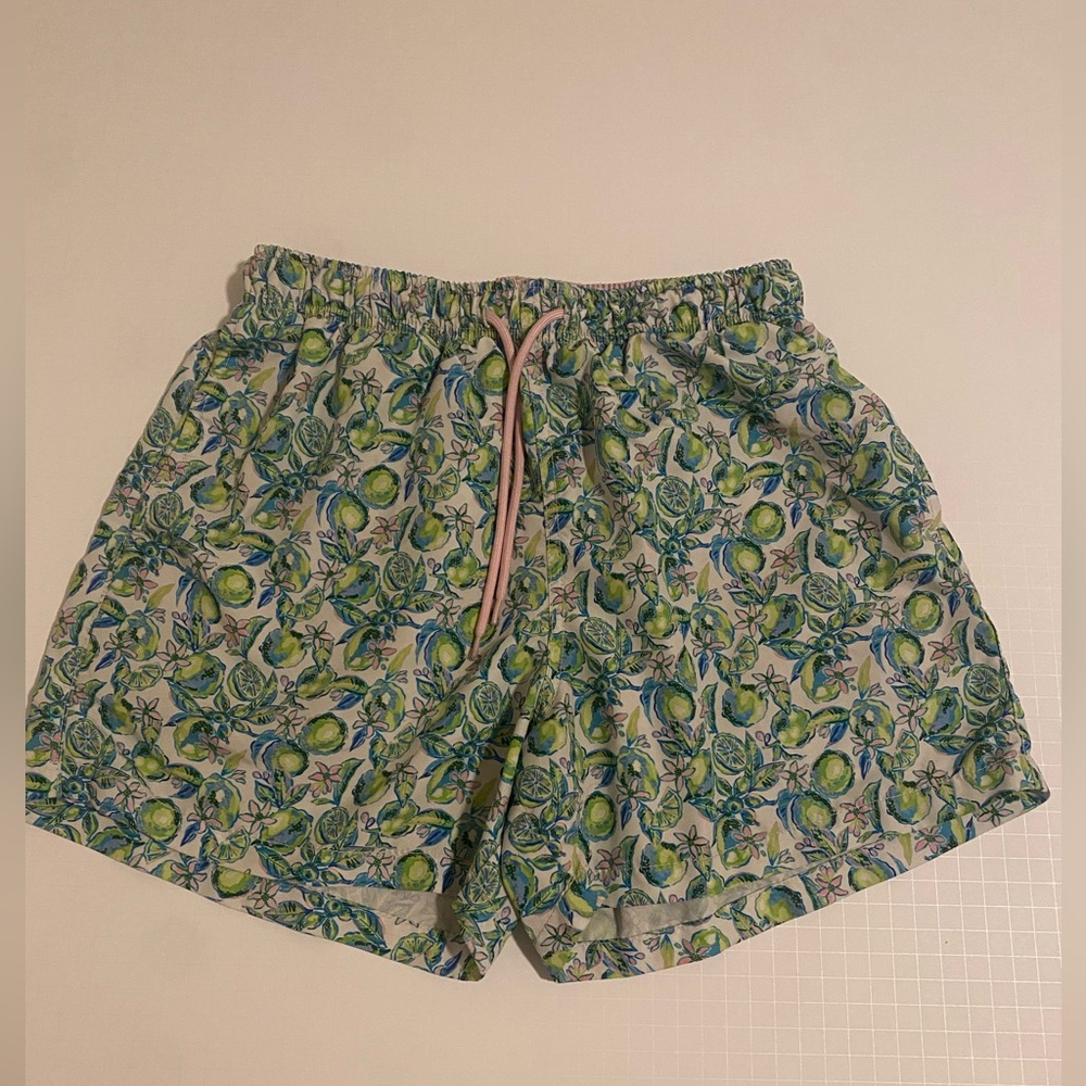 Happy Hour Lime Patterned Swim Shorts Small